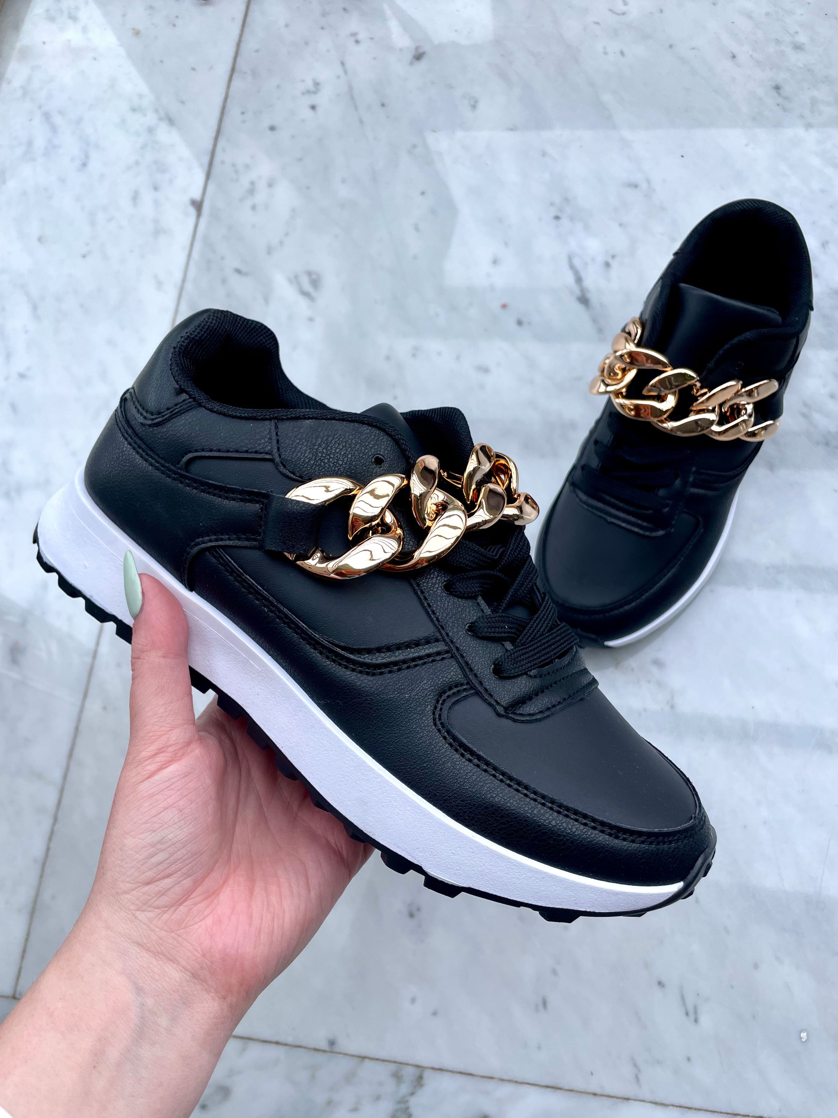 Aurora - Sneakers med guldkæde